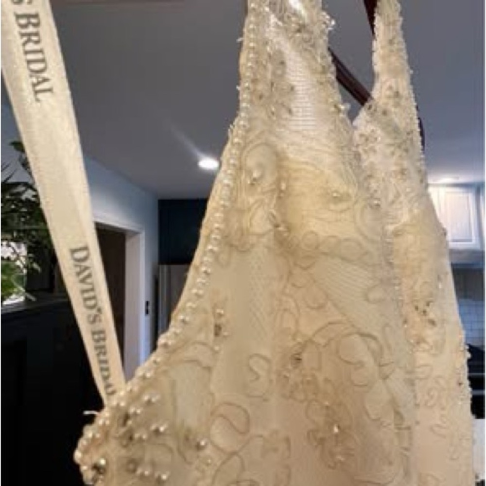 David’s Bridal Wedding Dress/ Gown Ivory lace and pearls - Picture 4 of 14